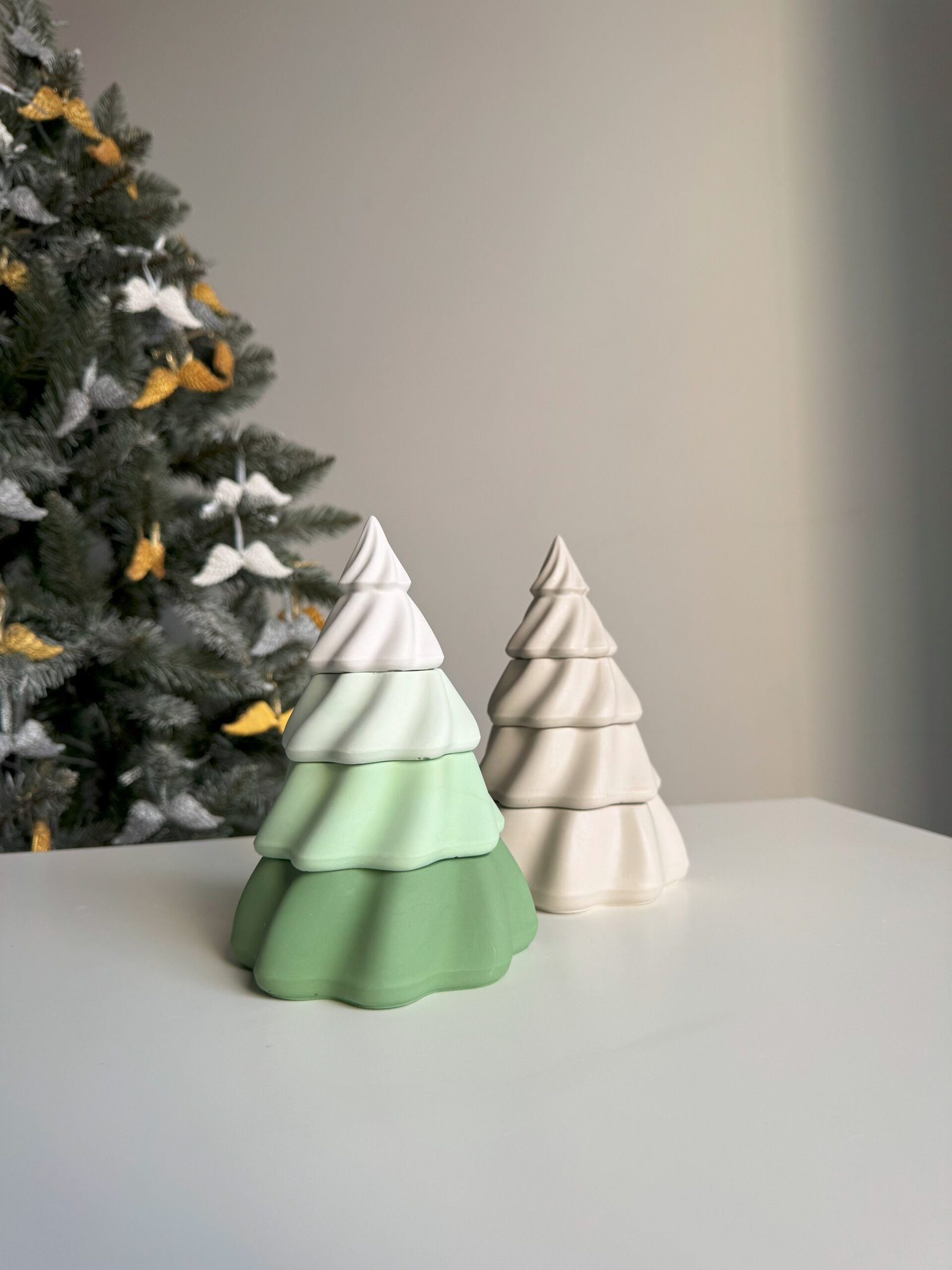 Eleganckie świece w gipsie na prezent - Choinka Rozkładana