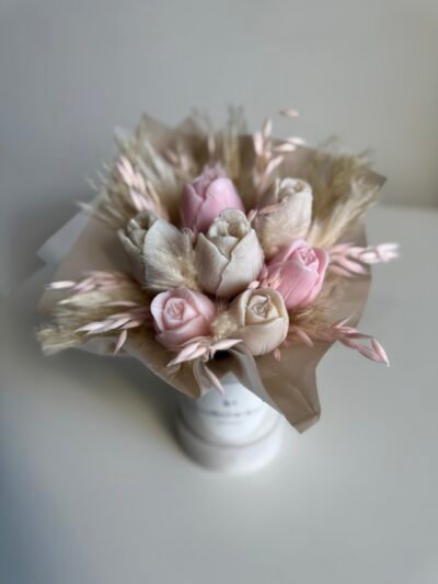 Ekskluzywny flower box z sojową świecą - Tulipany mini - obrazek 4