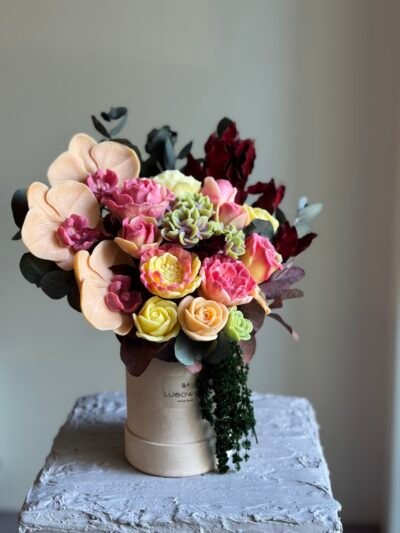 Elegancki Flower Box na Jesień – unikalna kompozycja świec - obrazek 2