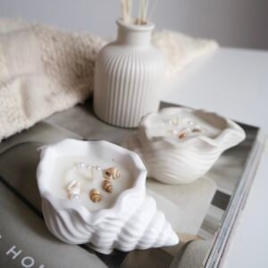 świeca sojowa muszla dekoracja wnętrza z muszelkami