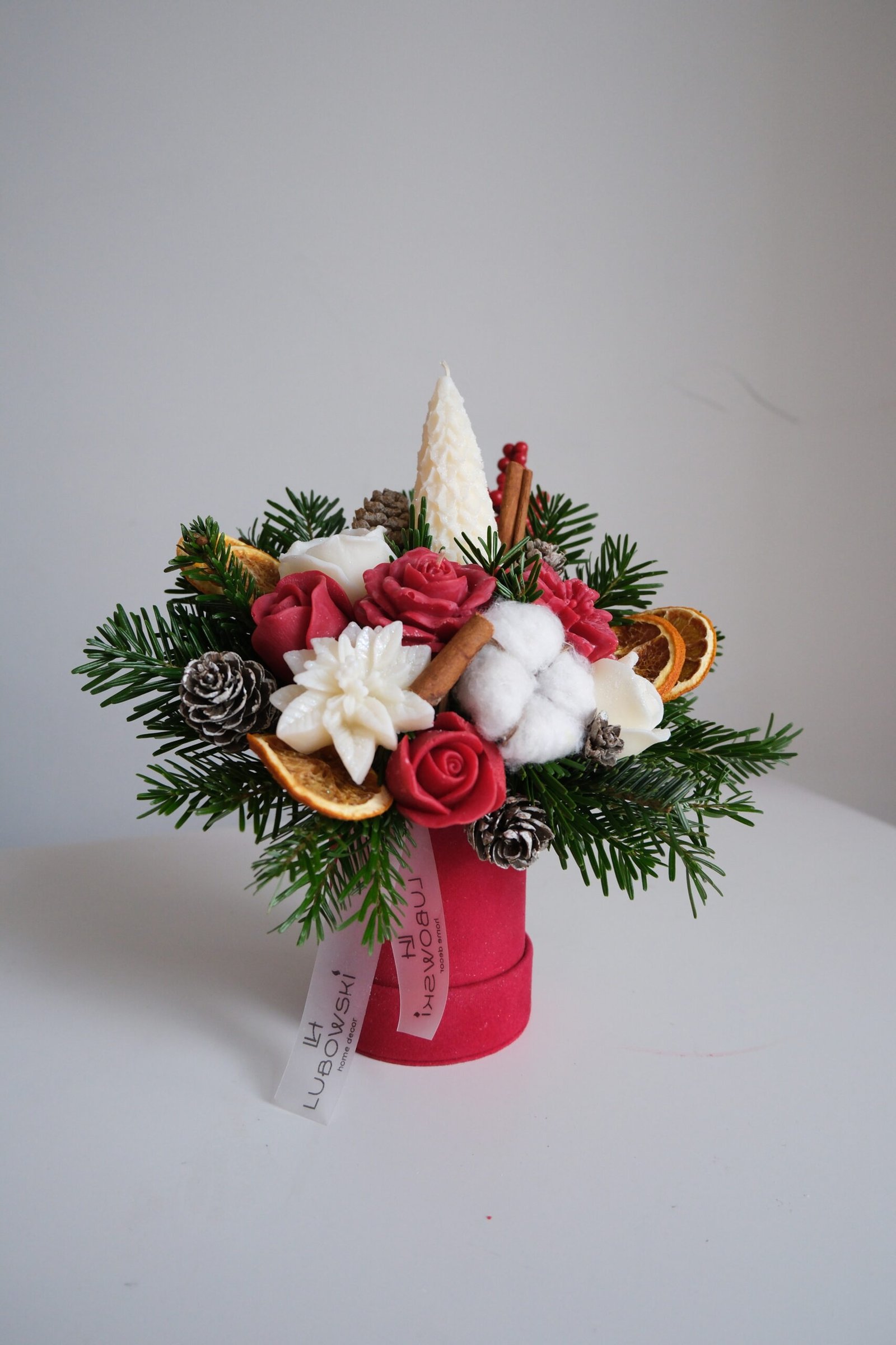 Stroik świąteczny z wosku sojowego i naturalnych dodatków