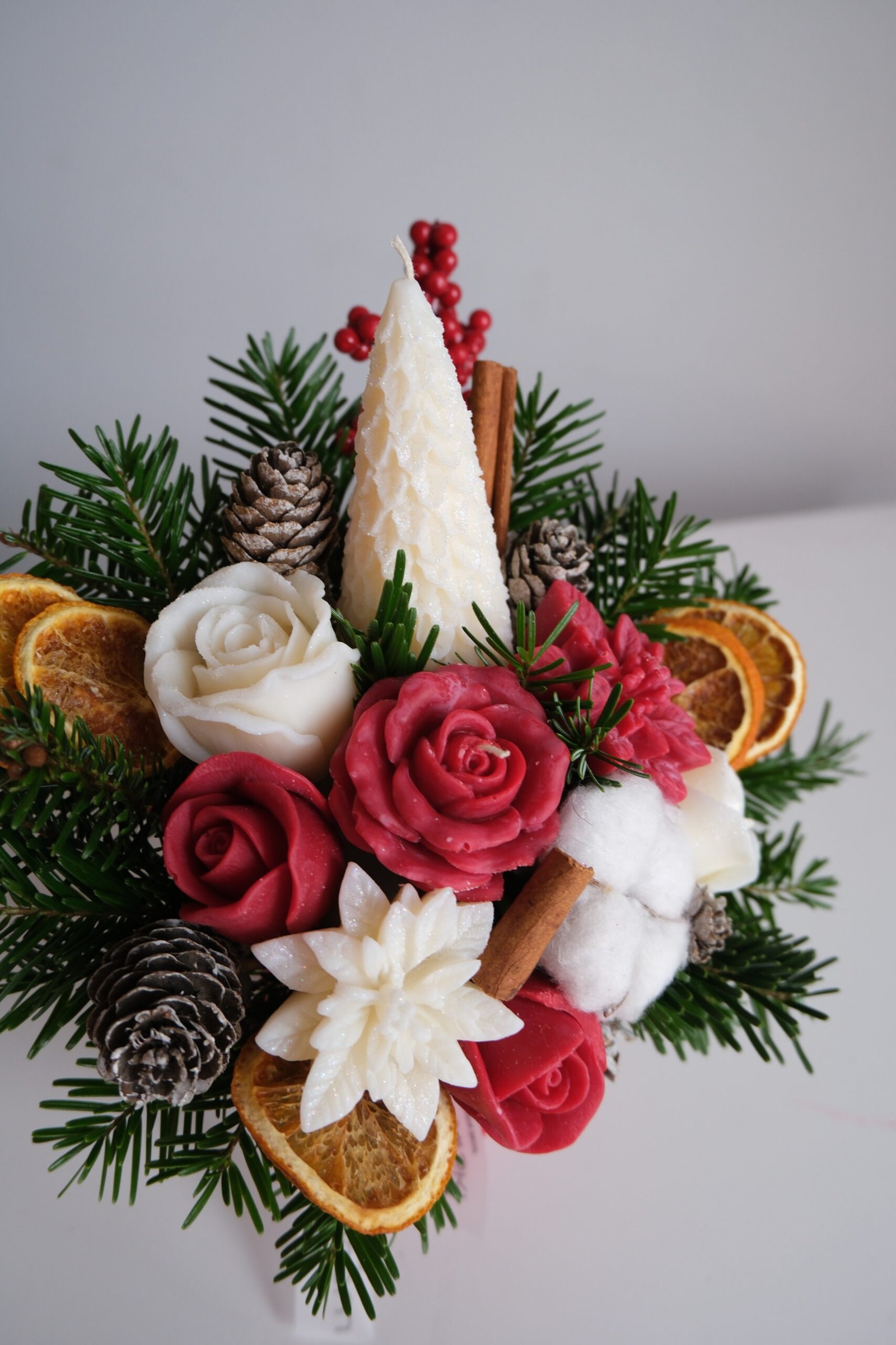 Stroik świąteczny z wosku sojowego i naturalnych dodatków - obrazek 3