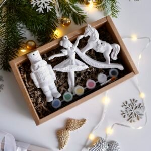 Zestaw z gipsu do malowania – ręcznie robione figurki świąteczne