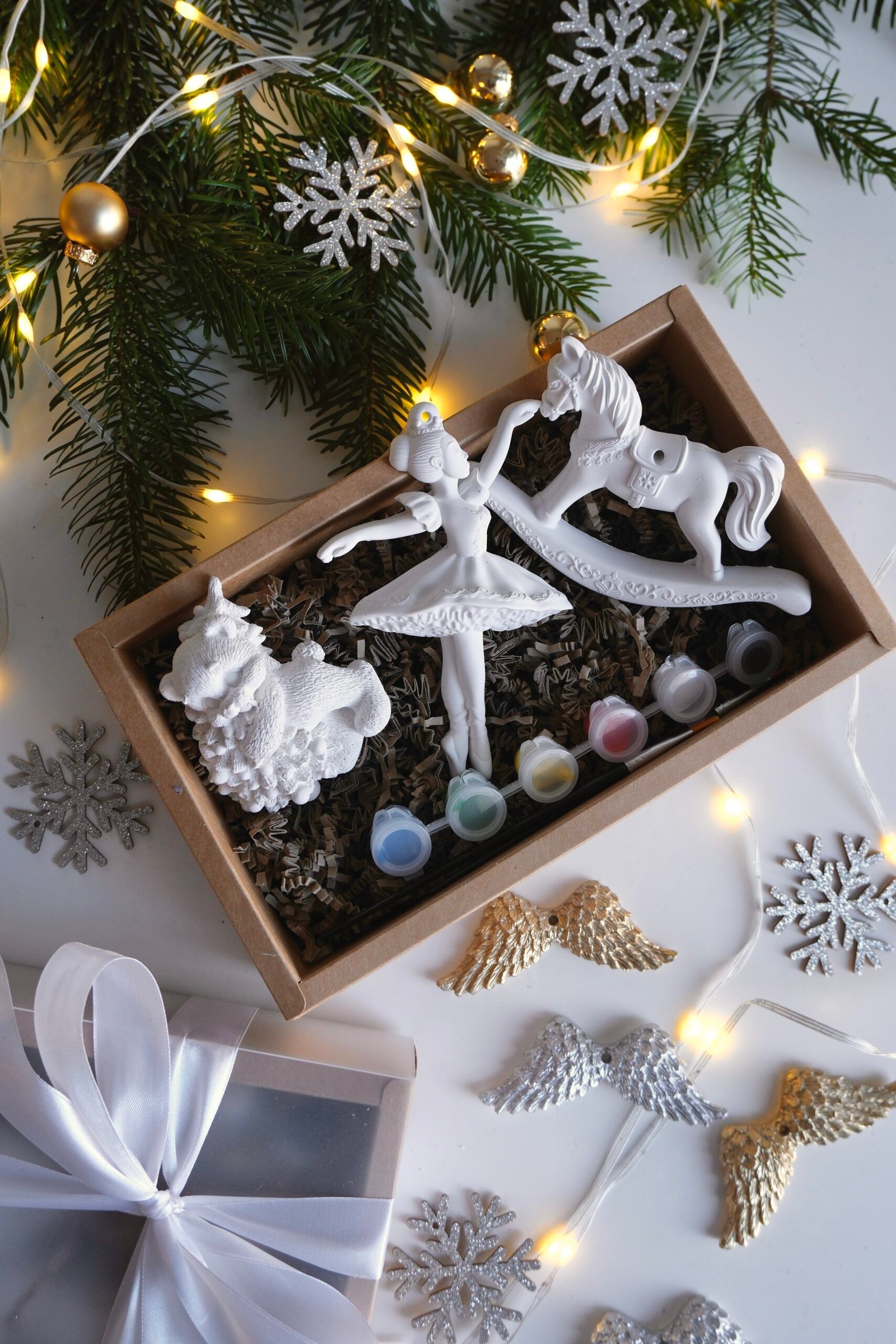 Zestaw świąteczny – gipsowe ozdoby choinkowe do malowania