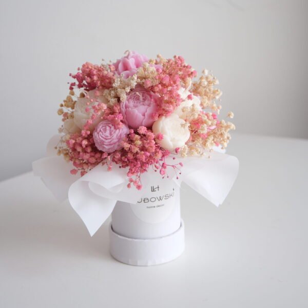 Mini Flower Box Biało-Różowy – Kwiaty, Które Nigdy Nie Zwiędną