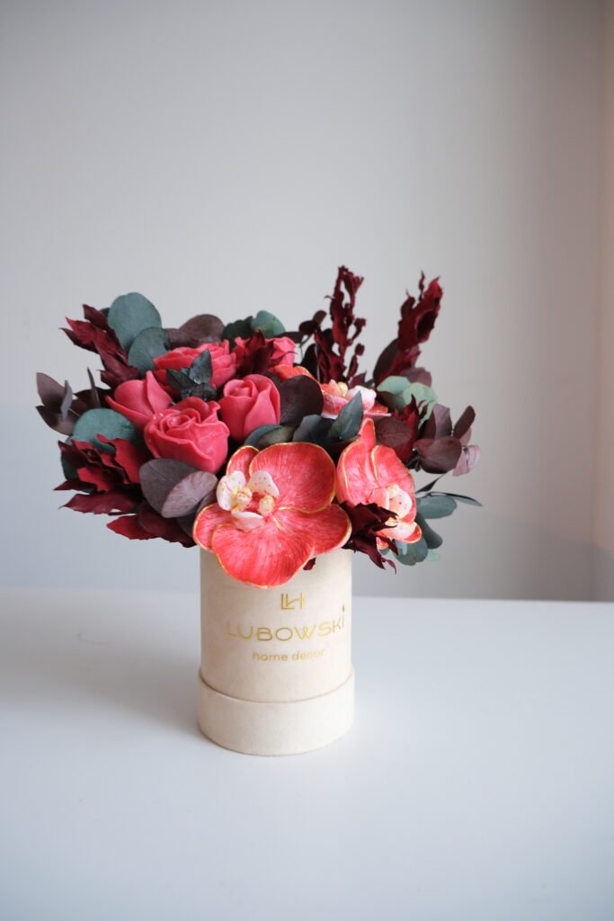 Ekskluzywny Flower Box Premium ze Świec Sojowych  - Róży