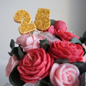 cyferki ze świec do flower boxa złote dekoracyjne