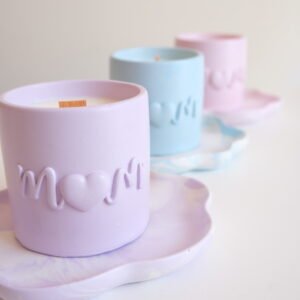 zestaw świeca i podstawka prezent na Dzień Mamy rękodzieło