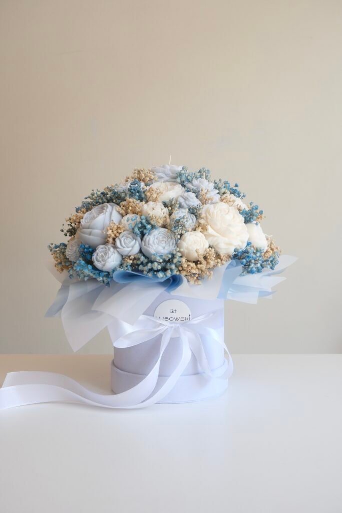 wieczne kwiaty Gdańsk flower box niebieski rozmiar L