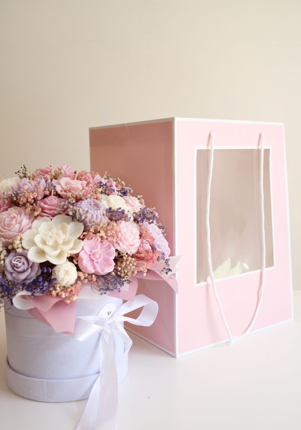 Torba prezentowa do Flower Boxów M i L – Różowa, Jasnoróżowa