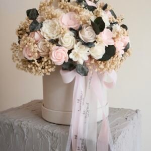 Flower Box ze świec sojowych Pudrowa Elegancja